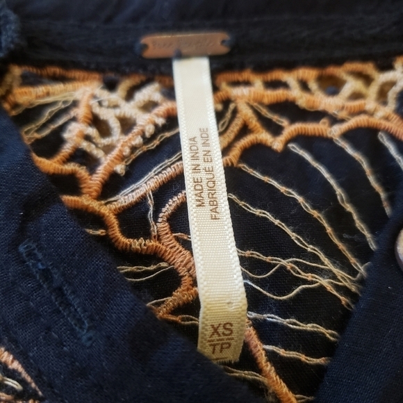 Free People Easy Breezy  Boho Henley Long Sleeve Button Shirt Size XS - Picture 8 of 16